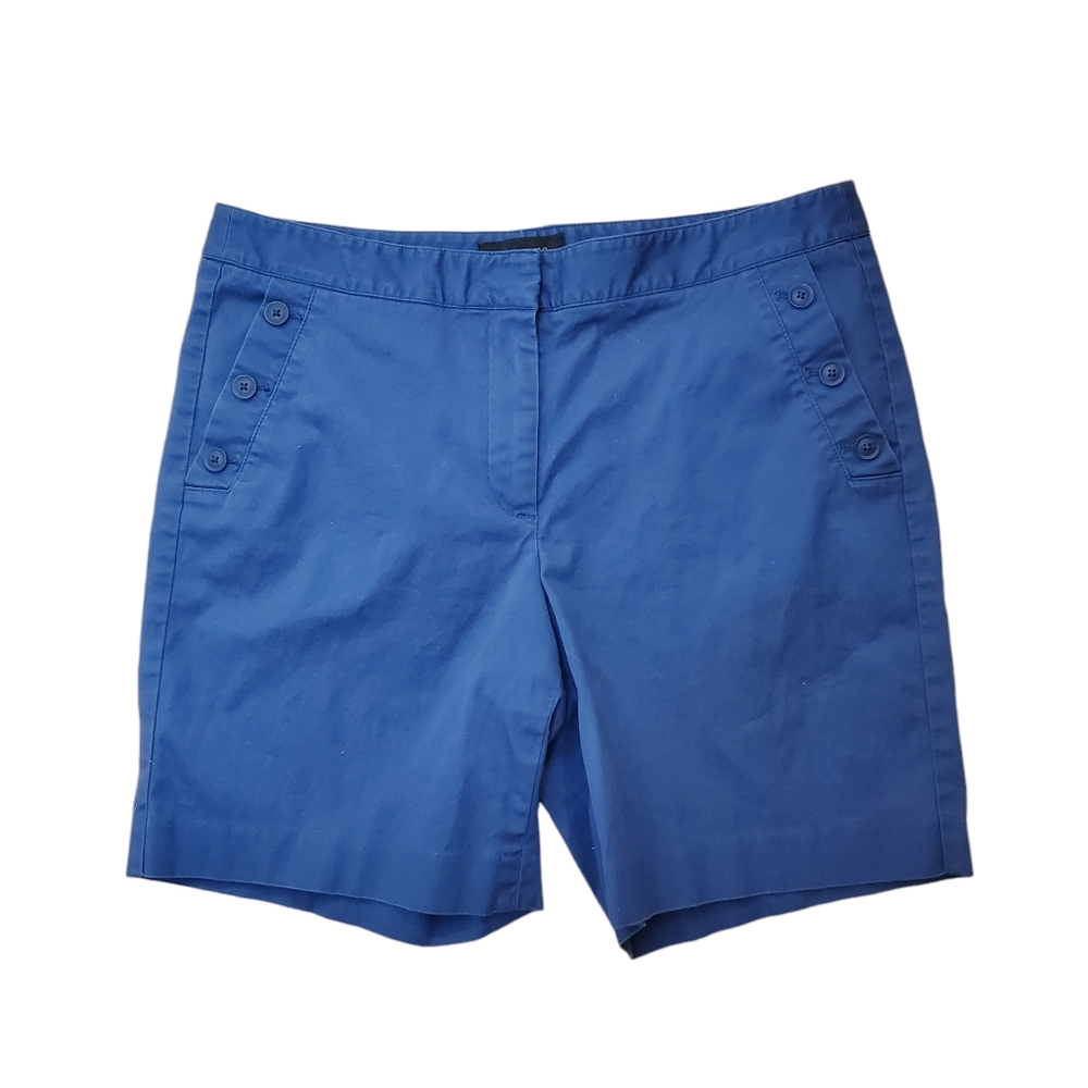 Talbots Nautical Side Button Flat Front‎ Blue Shorts Size 8